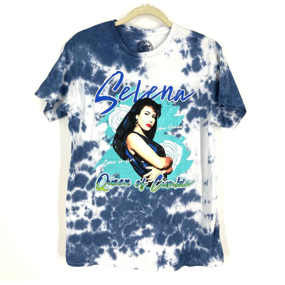 Selena Queen Of Cumbia Portrait Tie‎ Dye T-Shirt Blue Size Medium NWOT